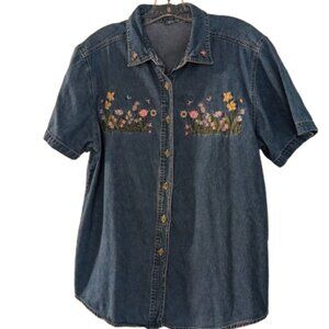 Vintage Bobbie Brooks Embroidered Denim Bitton Up Shirt